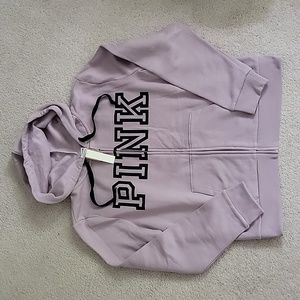 New Pink Victorias Secret Zip up Hoodie L